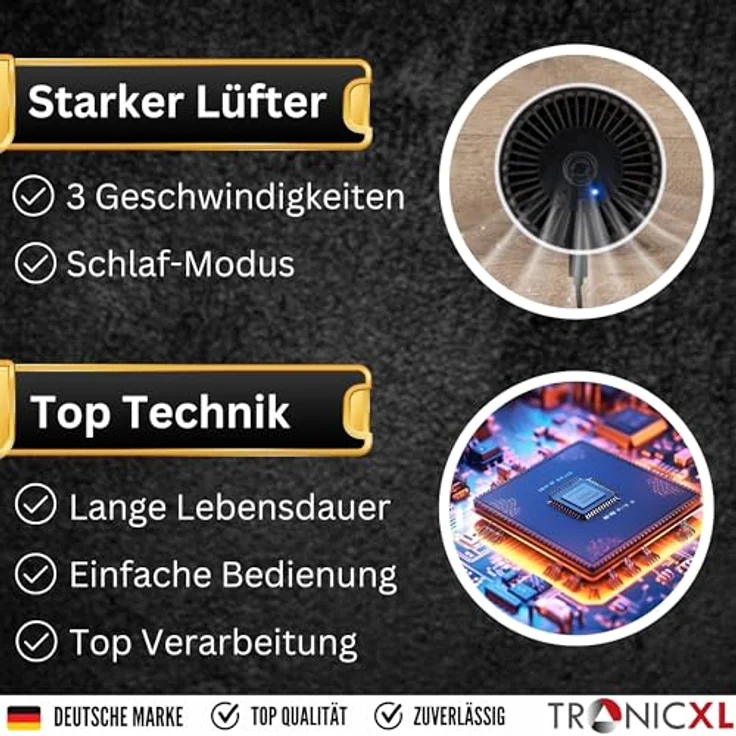 TronicXL Mini Luftreiniger HEPA H13 Filter, kompakt mit 3 Geschwindigkeiten, USB powered für Growboxen und Zelte – Bild 4