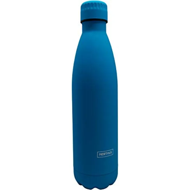 NERTHUS FIH 605 Thermoskanne, doppelwandig, für heiße und kalte Temperaturen, blaues Design, Edelstahl, 750 ml, BPA-frei, auslaufsicherer Deckel, Metall