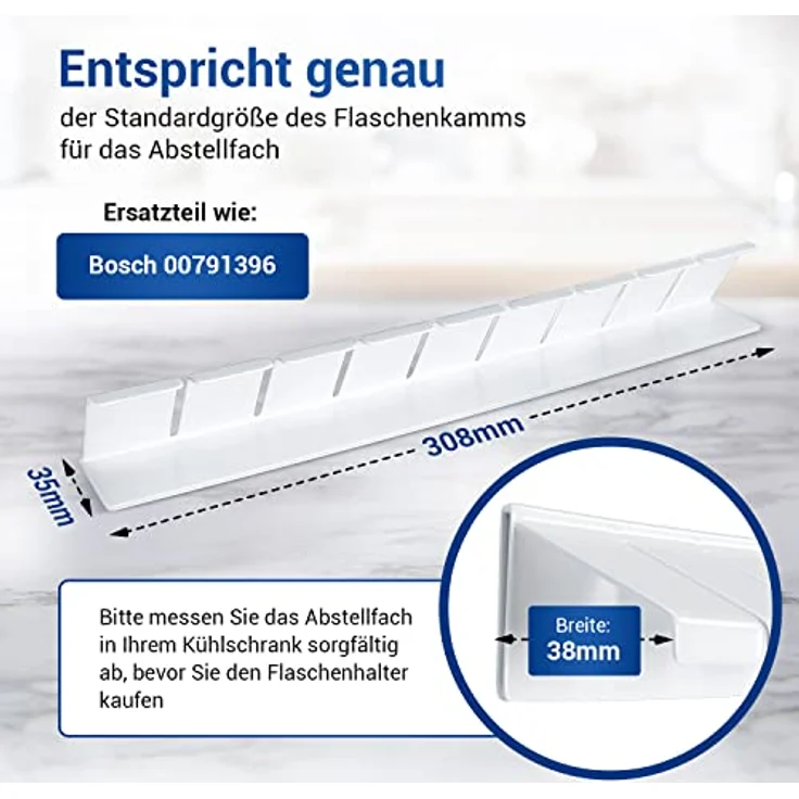 VIOKS Flaschenhalter Ersatz für Bosch Kühlschrank Flaschenhalter 00791396 - Kühlschrank Getränkehalter, Flaschenkamm für Kühlschrank Bosch – Bild 4