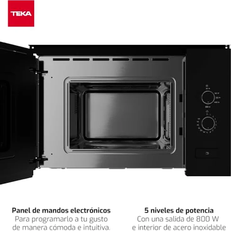 Teka TEKA ML 820 FI Einbau-Mikrowelle, 20 l Fassungsvermögen, 5 Leistungsstufen, 800 W, 2 Display-Fernbedienungen, Schwarz – Bild 3