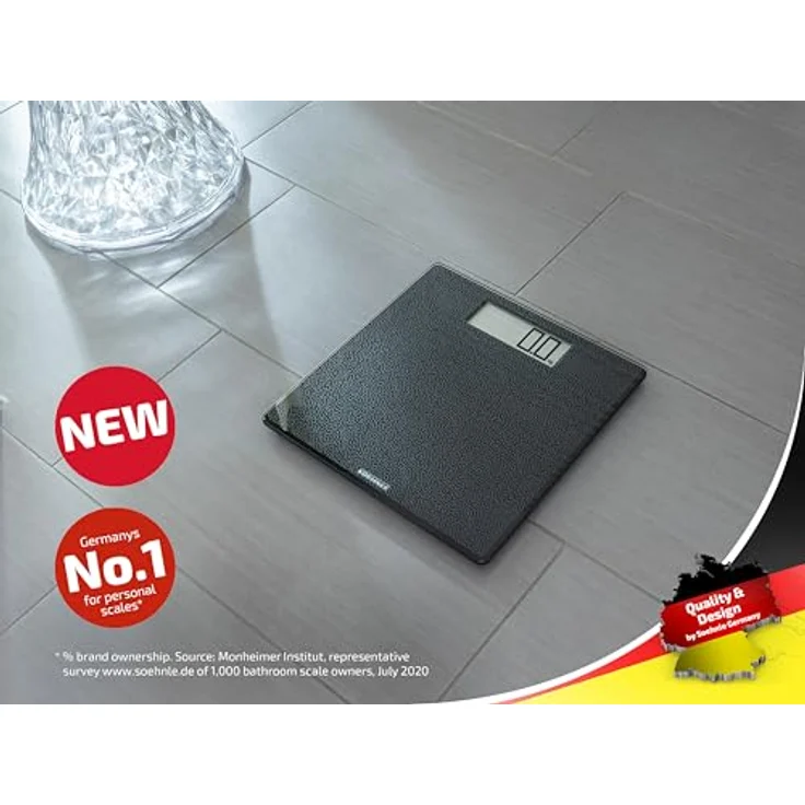 Soehnle Personenwaage Style Sense Comfort Coral, Körperwaage mit großem LCD-Display, rutschhemmender Oberfläche, bis 180kg, schwarz – Bild 3