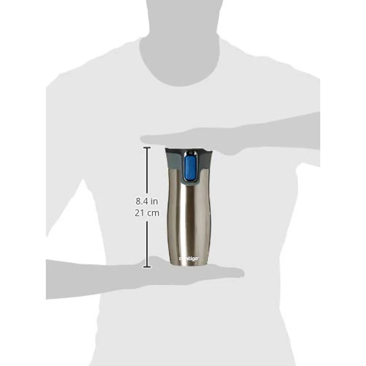 Contigo Thermobecher West Loop Autoseal, Edelstahl Isolierbecher, Reisebecher, Kaffebecher To Go, 100% dicht, auslaufsicher, hält bis zu 5h heiß-12h kalt, 470 ml, Silber – Bild 5