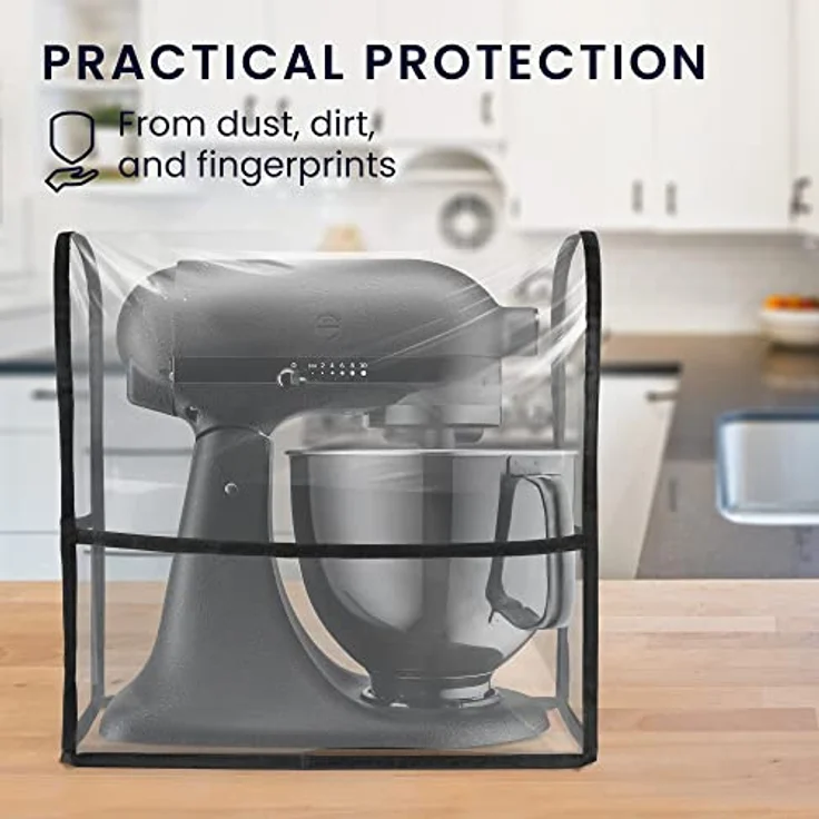 kwmobile TPU Hülle transparent kompatibel mit KitchenAid 4,3-4,8 Liter - mit 3 Fächern - Küchenmaschine Staubschutz Abdeckhaube in Transparent Schwarz – Bild 3