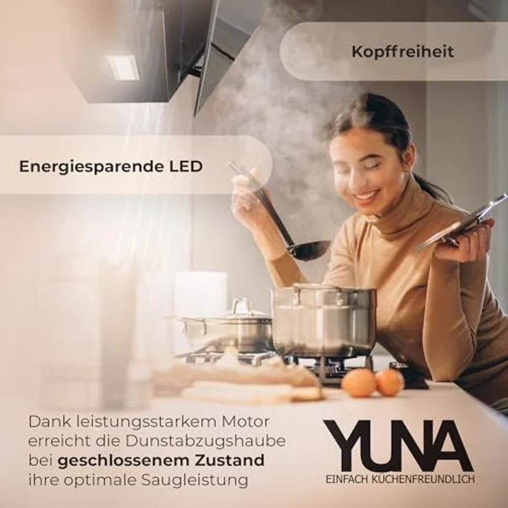 Yuna Dusica Dunstabzugshaube, A, Abluft und Umluft, Wandmontage, Breite 60 cm, Randabsaugung, Drucktasten – Bild 9