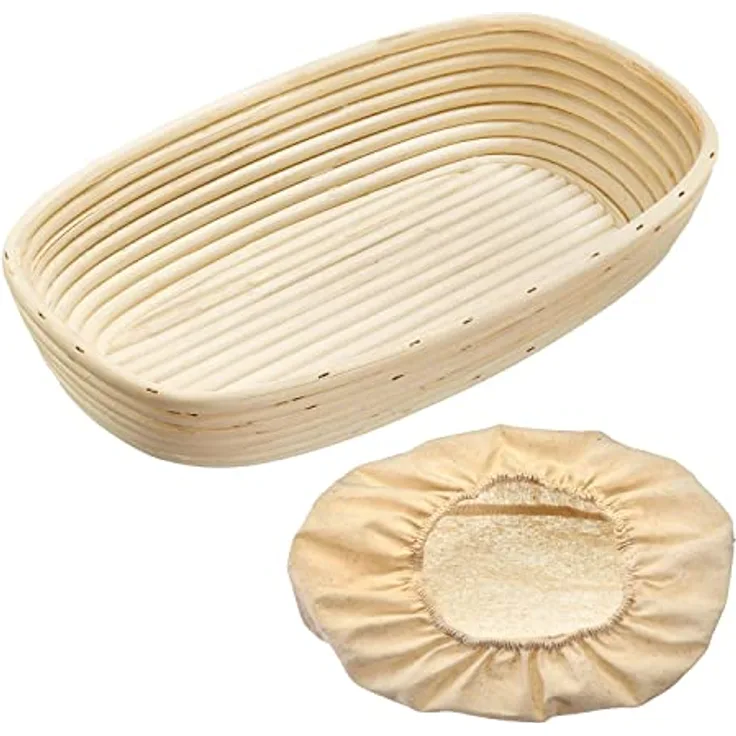Westmark Gärkörbchen-Set, 2tlg., Gärkörbchen oval + Bezug, Peddigrohr/Baumwolle, Hellbeige/Beige, 3234227B