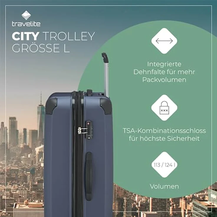 Travelite City 4w Trolley L erw. marine 73049-20, 124 l Volumen – Bild 2