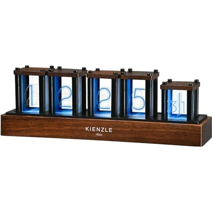 Kienzle KIENZLE LED-Nixie-Uhr, moderne Tischuhr mit RGB-LED-Technologie und über 1.600 Farbvariationen, inkl. Echtholz-Elementen – Bild 4