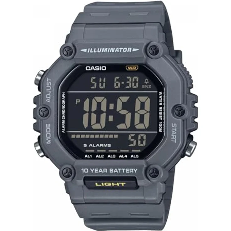Casio Herrenarmbanduhr Digital Grau AE-1600H-8BVEF, Kunststoffarmband, Stoppuhr, Alarm, Beleuchtung, Countdown – Bild 1
