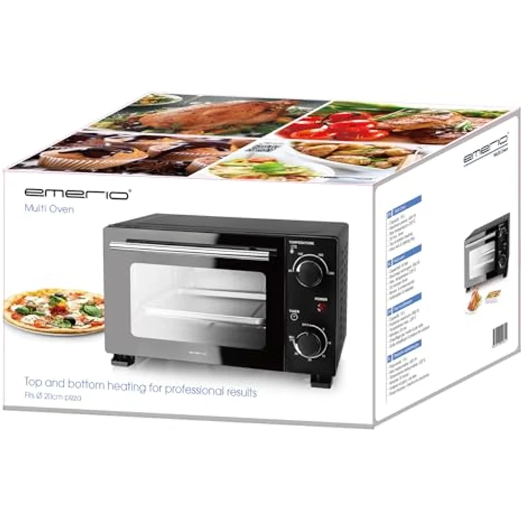 Emerio Minibackofen MO-124451, 800 W, 10 Liter, einstellbare Temperatur 90-230°C, schwarz, mit Ober- und Unterhitze, inkl. Backblech und Grillrost – Bild 5