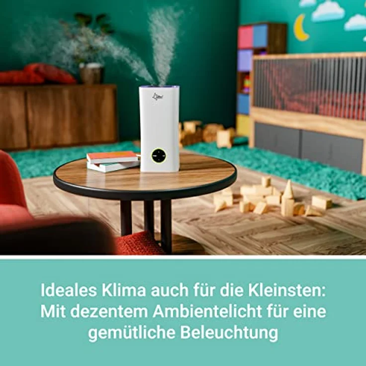 SUNTEC Ultraschall Luftbefeuchter Monsun 2500 moodlight | Aroma Diffuser mit 2 l Wasser Tank | Raumbefeuchter bis ca 25 m2 | Vernebler mit 3 Nebelstufen, Auto Off und LED Beleuchtung | besonders leise – Bild 5