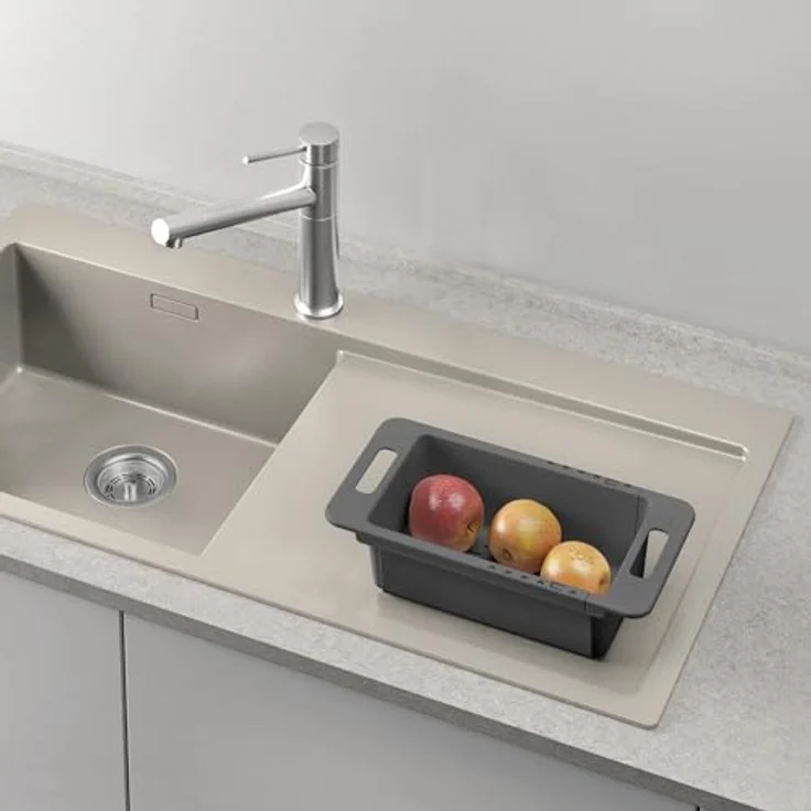 Metaltex Geschirrständer Drain-Flex, ausziehbar 35-52 cm, grau, platzsparend und langlebig – Bild 3