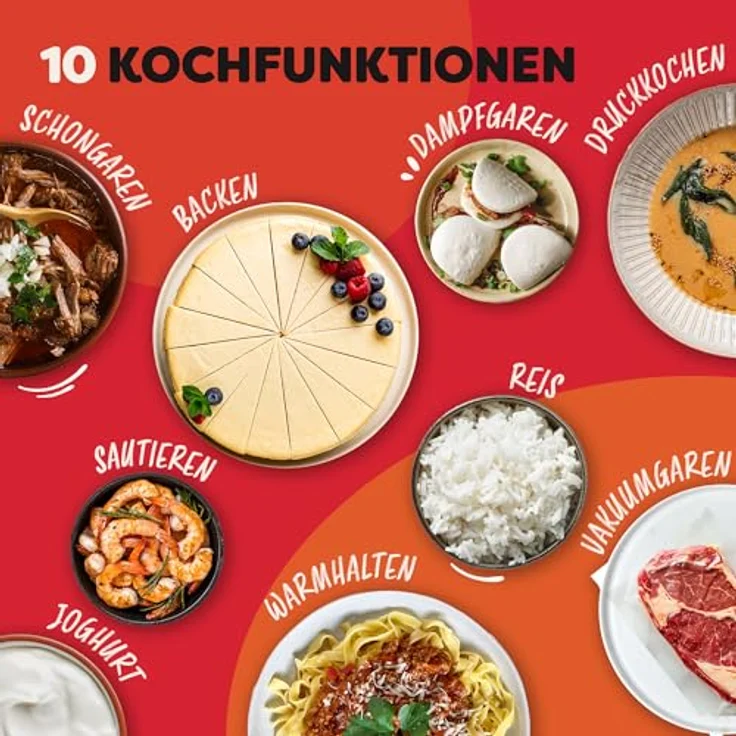 Instant Pot Pro 10-in-1-Elektro-Multikocher, 1200 W, 5,7 L, Schnellkochtopf, Schongarer, Dampfgarer, Sous Vide, schwarzer Edelstahl – Bild 4