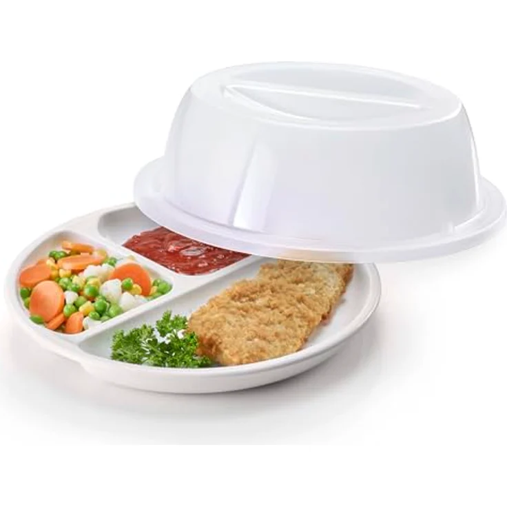 Westmark Teller-Abdeckhaube, Kunststoff, Ø 27,5 cm, Weiß, zum Auftauen und Erwärmen in der Mikrowelle, BPA-frei, Made in Germany – Bild 4