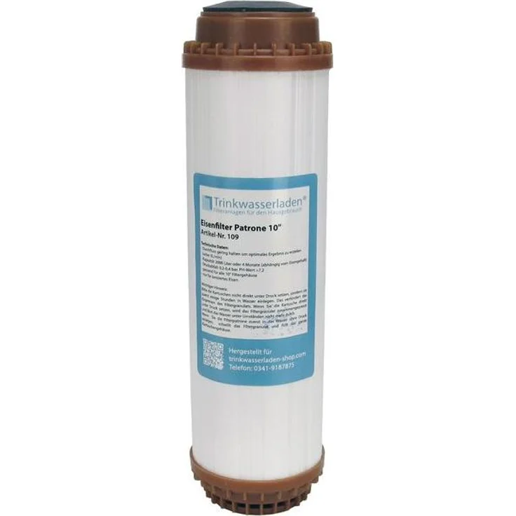 Trinkwasserladen Eisenfilter Patrone 10', Wasserfilter zur Eisenentfernung für Garten, Brunnen und Pool, 2000 Liter Kapazität, passend für 10" Filtergehäuse