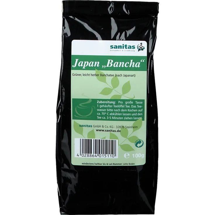 sanitas Grüner Tee Japan Bancha, 100 g lose Blätter, hochwertiger japanischer Grüntee