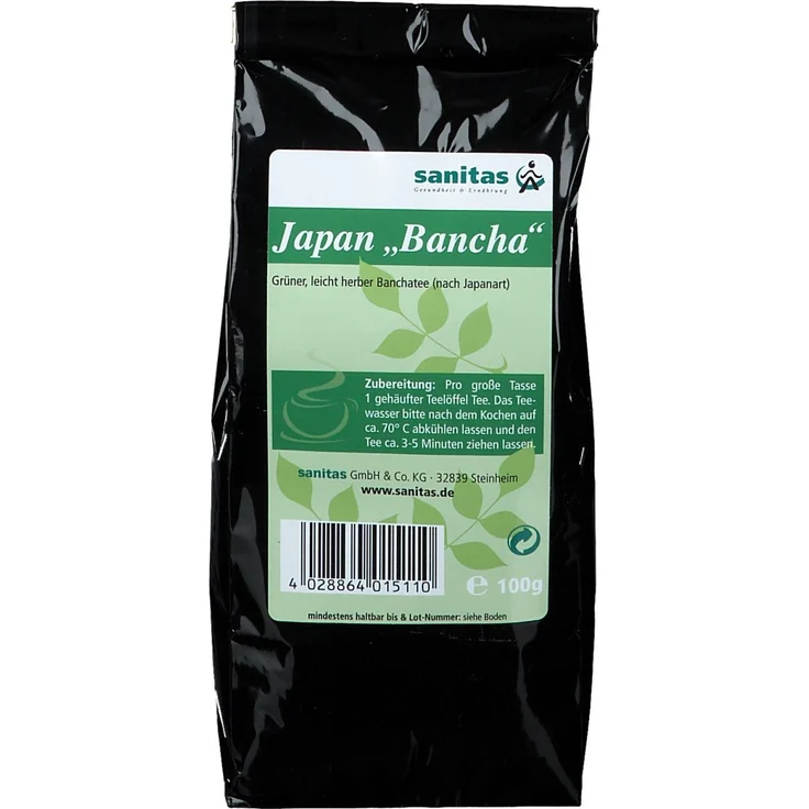 sanitas Grüner Tee Japan Bancha, 100 g lose Blätter, hochwertiger japanischer Grüntee