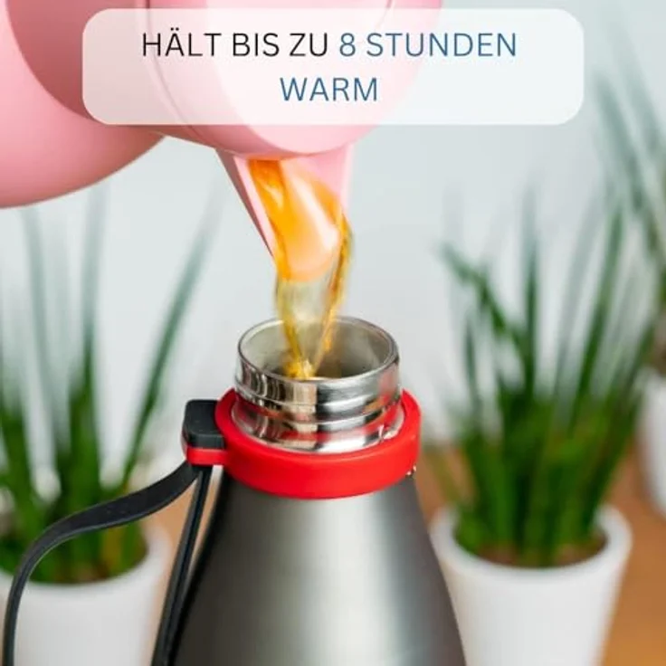 Westmark Isolier--Thermo-Trinkflasche, hält 8 Std. warm-kalt, kohlensäurefest, 550 ml, Rostfreier Edelstahl-Silikon-Kunststoff, BPA-frei, Viva, Anthrazit-Rot, 5282226A – Bild 3
