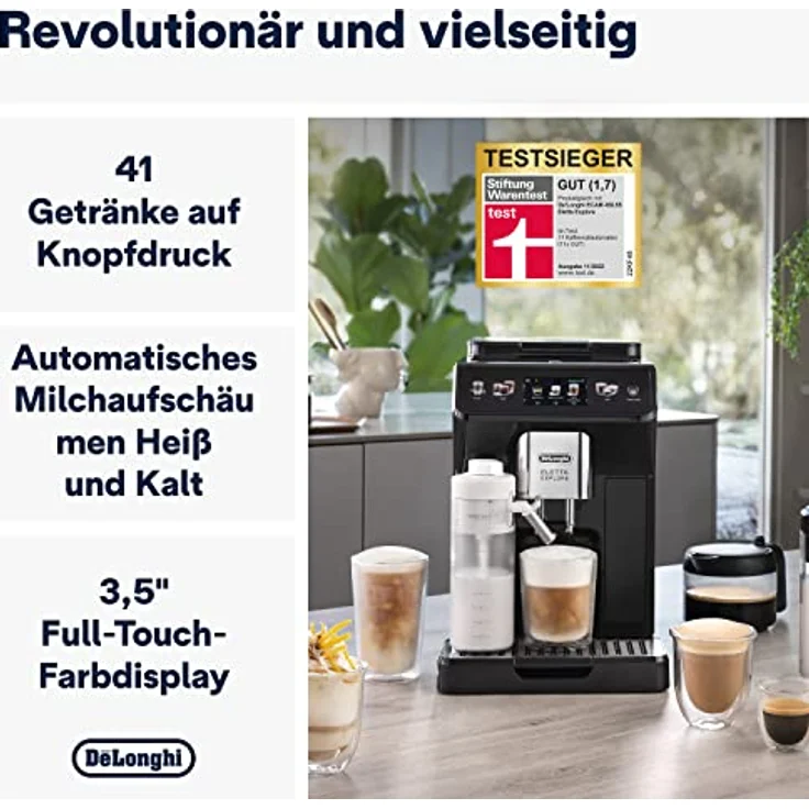 De'Longhi Eletta Explore Perfetto ECAM452.57.G Kaffeevollautomat mit LatteCrema Milchsystem, heiße und erfrischende Getränke auf Knopfdruck, 3,5 Zoll TFT Touchscreen Farbdisplay, Kaffeekanne inklusive – Bild 2