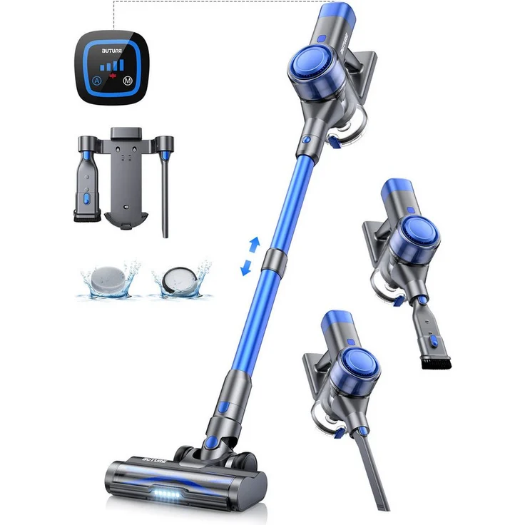 Buture Akku-Hand-und Stielstaubsauger VC50, 33000Pa, 450,00 W, 55 Min. Laufzeit, Kabellos, Touchscreen, blau