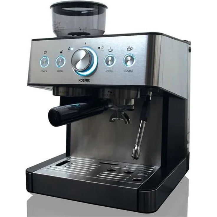 KOENIC KEM 21524 M, Espressomaschine mit Mahlwerk, 1650 W, 15 bar, silber
