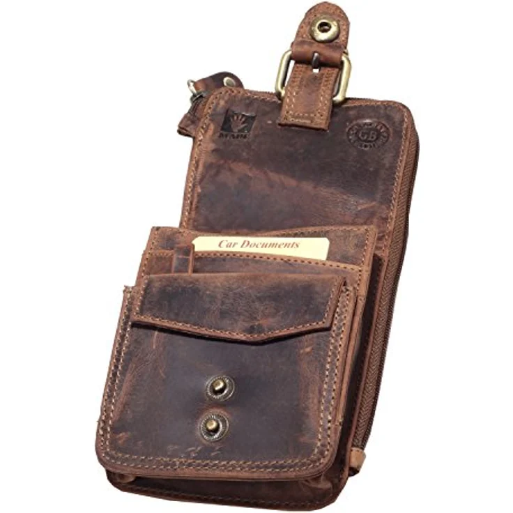 Greenburry Vintage Gürteltasche aus 100% Leder, 14,5 cm x 4,5 cm x 9 cm, braun – Bild 2