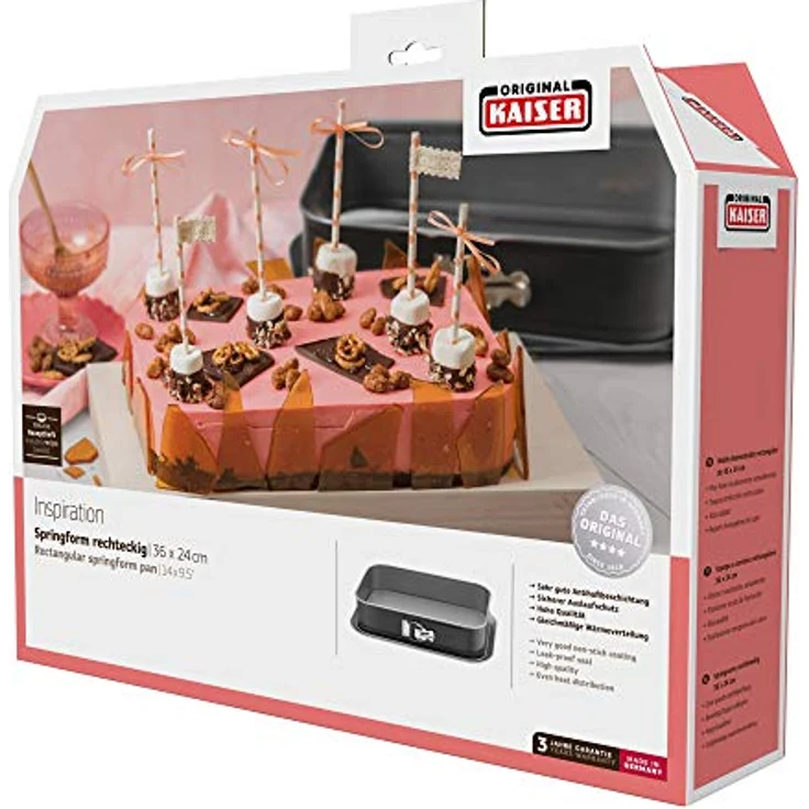 Kaiser Springform rechteckig, Tiramisu Form, antihaftbeschichtet, 36 x 24 cm – Bild 5