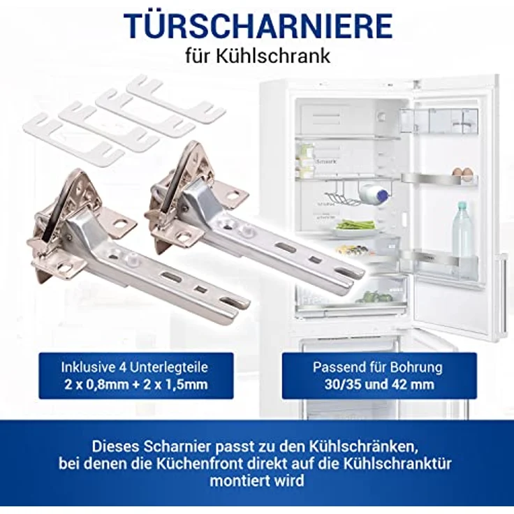 VIOKS DWWE2636 2X Set Türscharnier/Ersatzteile für 00268698 Bosch Siemens Bauknecht Scharniere für Einbau Kühlschrank Türen, Metall – Bild 2