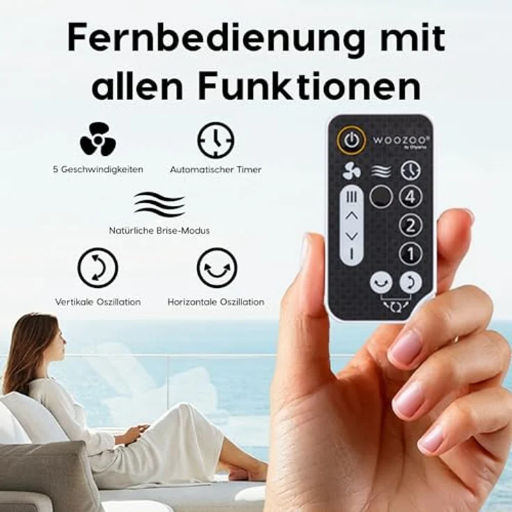 Iris Ohyama White IRIS, leiser Turbo-Ventilator 'Woozoo by Ohyama', PCF-SC15T, Weiss, 38 W, 30 m², Reichweite 25 m, Kunststoff, qm – Bild 5