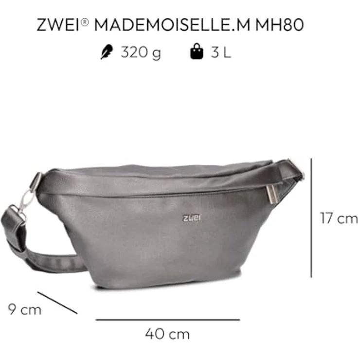Zwei Mademoiselle.M Umhängetasche, 40 cm, grau, 100% Polyurethan – Bild 2