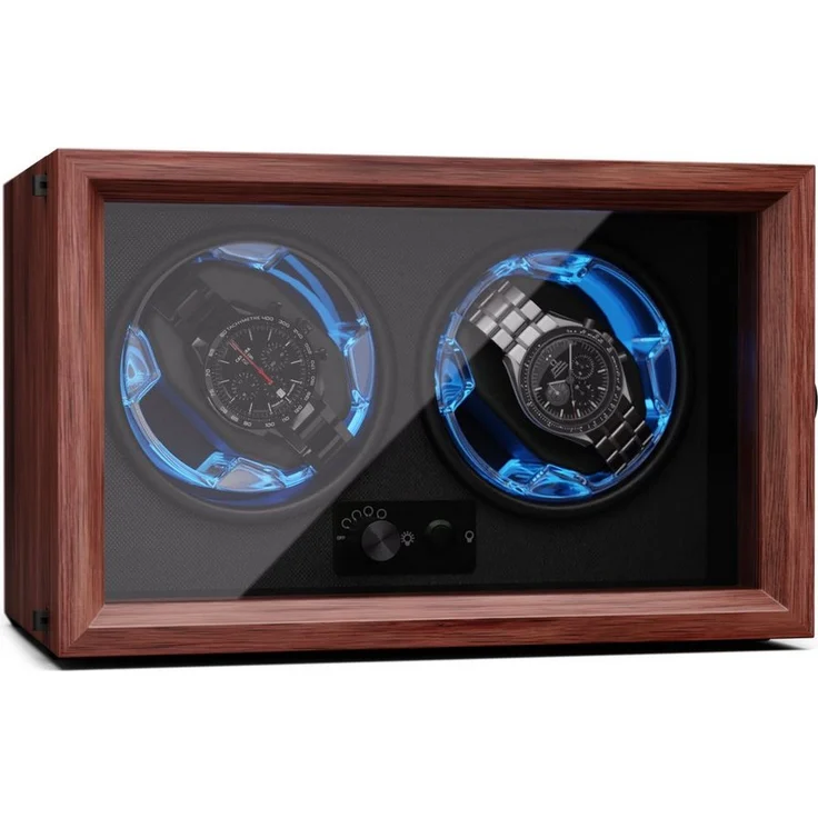 Klarstein Uhrenbeweger Brienz 2, Automatik-Uhrenwinder für 2 Uhren mit Acryl-Tür, Blaue LEDs, 4 TPD Einstellungen - Preisvergleich – Bild 1
