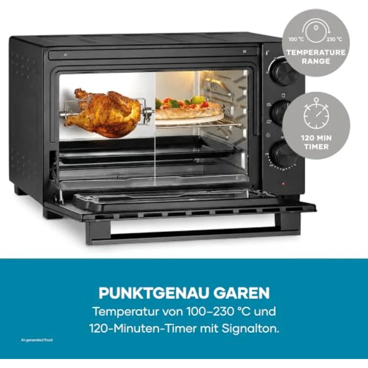 Severin TO 9020 Minibackofen, elektrisch mit Grillfunktion, 1600 W, schwarz – Bild 8
