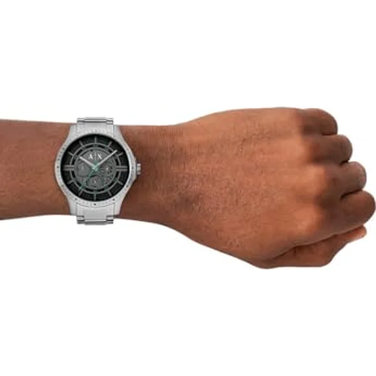 Armani Exchange Watch for Men, Automatic Movement and 46mm Case Size with Stainless Steel, Black Dial and Silver Stainless Steel Band, Waterproof up to 50m – Bild 5