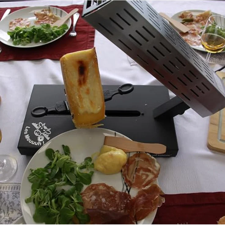 LITTLE BALANCE Savoyarde 8761, traditionelles Raclette für 4 Personen, Viertelmahlwerk, Edelstahl/Schwarz, ohne PFAS, antihaftbeschichtet, 600 W, verschiebbarer Käsehalter – Bild 5