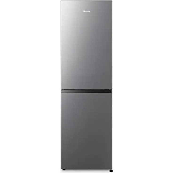 Hisense RB327N4ADD Kühl-Gefrier-Kombination, EEK D, Total NoFrost, wechselbarer Türanschlag, Flaschengitter, 171 Liter Kühlteil, 85 Liter Gefrierteil, Inox Look
