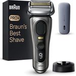 Braun Series 9 Pro+ Rasierer Herren, Elektrorasierer mit 5 Pro Rasierelementen, Langhaarschneider, Rasierer-Ladeetui PowerCase, 60 Min Laufzeit, Geschenk Mann, Made in Germany, 9525s, Edelmetall