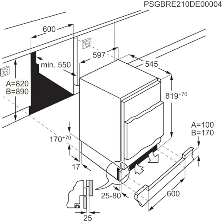 AEG Unterbau-Kühlschrank 82 cm OSK6I82EF, SpaceSmart Combo mit OptiSpace in Edelstahl – Bild 10