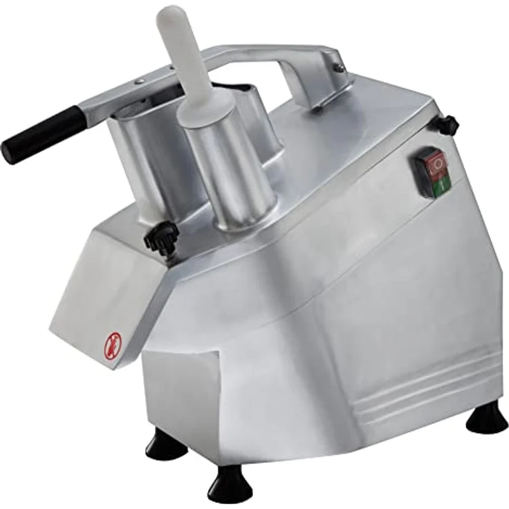 GastroHero Gemüseschneider, elektrischer Gemüse-Cutter mit 300 kg/h Leistung, 5 Scheiben Ø 2-7 mm, Aluminium, für Gastronomie – Bild 2