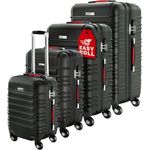 Monzana® Kofferset Baseline Hartschalen Koffer S-M-L-XL Gel-Griffe 4 Rollen ABS Hardcase Schloss Füße Trolley Rollkoffer Reisekoffer 4er Set Schwarz