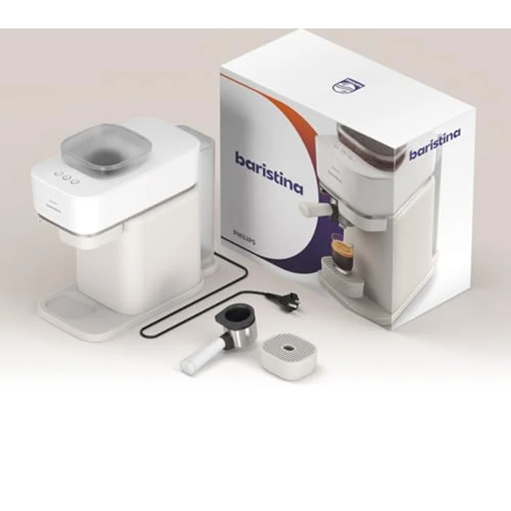 PHILIPS baristina Espressomaschine BAR300/00 mit Mahlwerk für ganze Bohnen, 16 bar Pumpendruck, Naturweiß – Bild 4