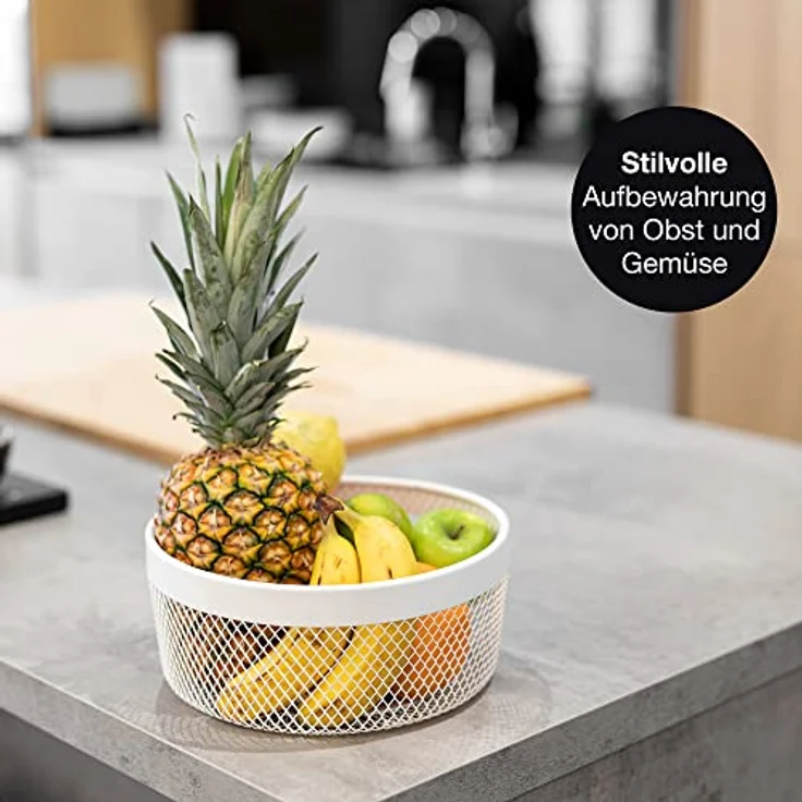 Moritz & Moritz Obstschale Weiss Metall 25cm - Obstkorb Weiss Modern – Korb für Geschenke, Früchte, Gemüse und Brot – Bild 4
