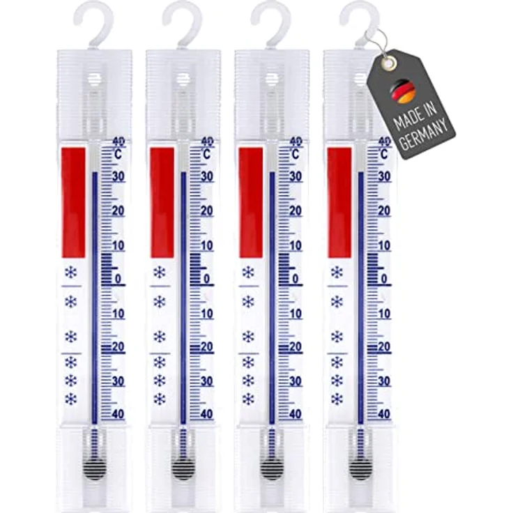 Lantelme 4 Stück Kühlschrankthermometer analog mit Haken Thermometer für Gefrierschrank Kühlschrank Kühltruhe Kühltheke 4884 – Bild 1