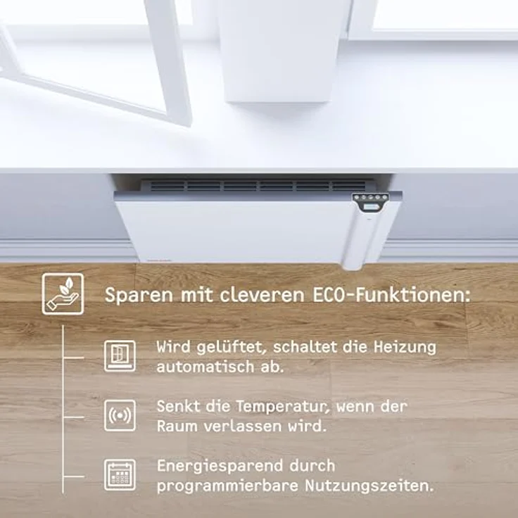 STIEBEL ELTRON elektronisch geregelter Duo-Wandkonvektor CND 150, 1,5 kW, für ca. 15 m², LC-Disyplay, 2 Heizsysteme, Offene-Fenster-Erkennung, Wochenschaltuhr, Verbrauchsanzeige, 234815, Konvektor – Bild 4