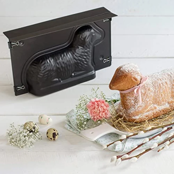 Zenker Lamm Backform, Lammform mit Antihaftbeschichtung für Ostern, Osterlamm-Backform (Kuchenform: ca.275x150x65 mm), Menge: 1 Stück Osterbackform – Bild 3