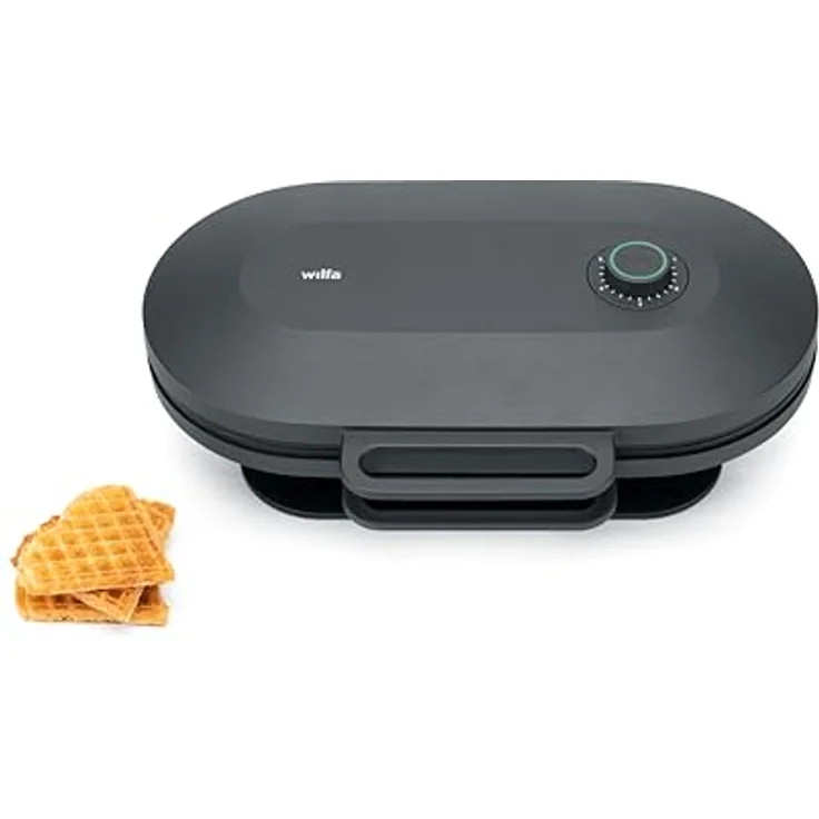 Wilfa JOY Double Waffeleisen I 1.500 Watt I 2x20cm große Herzwaffeln I 5 Temperaturmodi I Mit Alarm-Glocke I Inkl. Teig-Löffel (schwarz) – Bild 1