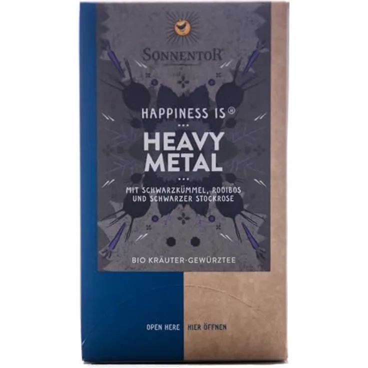 SONNENTOR Heavy Metal Tee Bio, 27 g, dunkler, intensiver und aromatischer Tee mit schwarzer Stockrose und Rooibos