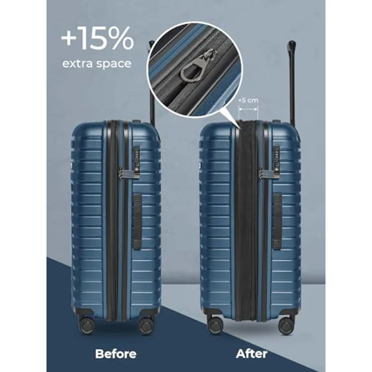 Pactastic Collection 04 THE MEDIUM, 4 Rollen Trolley M 66 cm mit Dehnfalte, blau-metallic, 100% Polypropylen – Bild 4