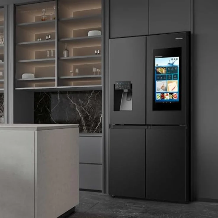 Hisense RQ760N4IFE, Side-by-Side Kühlschrank mit 477l Gesamtinhalt, Edelstahl (dark inox), NoFrost, Wasser- und Eiswürfelspender, Touchscreen – Bild 2