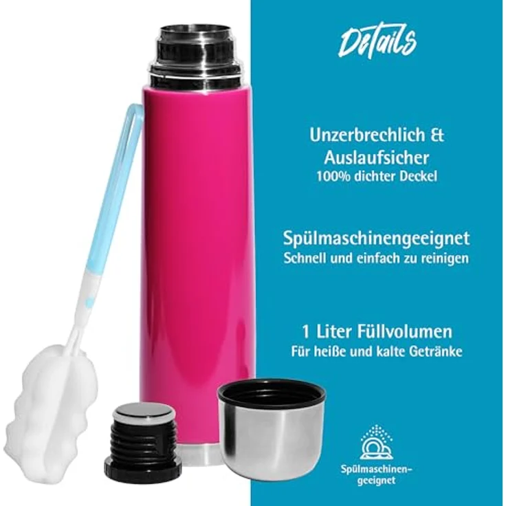 Gräwe Isolierflasche mit Messer THERMOHOME, 1 l, pink – Bild 3