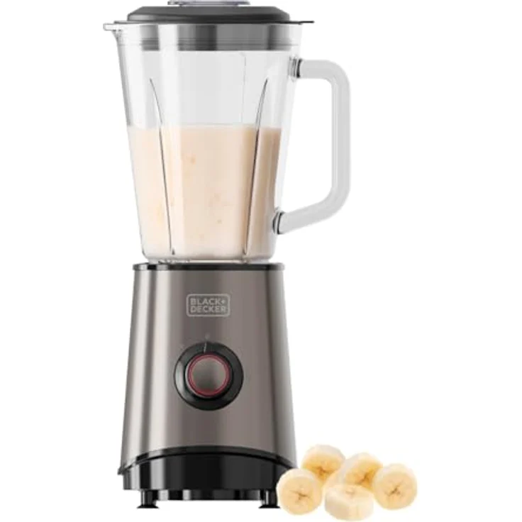 Black+Decker Standmixer BEM800 | 800W Motor, 1,5L Glasbehälter, 4 Edelstahlklingen, Pulsfunktion, mehrere Geschwindigkeiten, Eiszerkleinerung, einfach zu reinigen – Bild 1