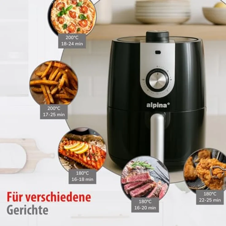Alpina Heißluftfritteuse, 900W mit einstellbarem Temperaturbereich von 80-200°C – Bild 5